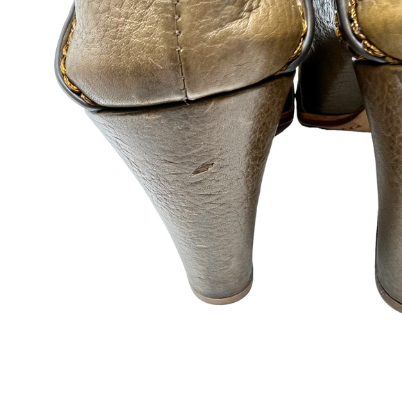 Aerin Cardin Brown Almond Toe Heeled Booties Women's Size 10 - Picture 5 of 9